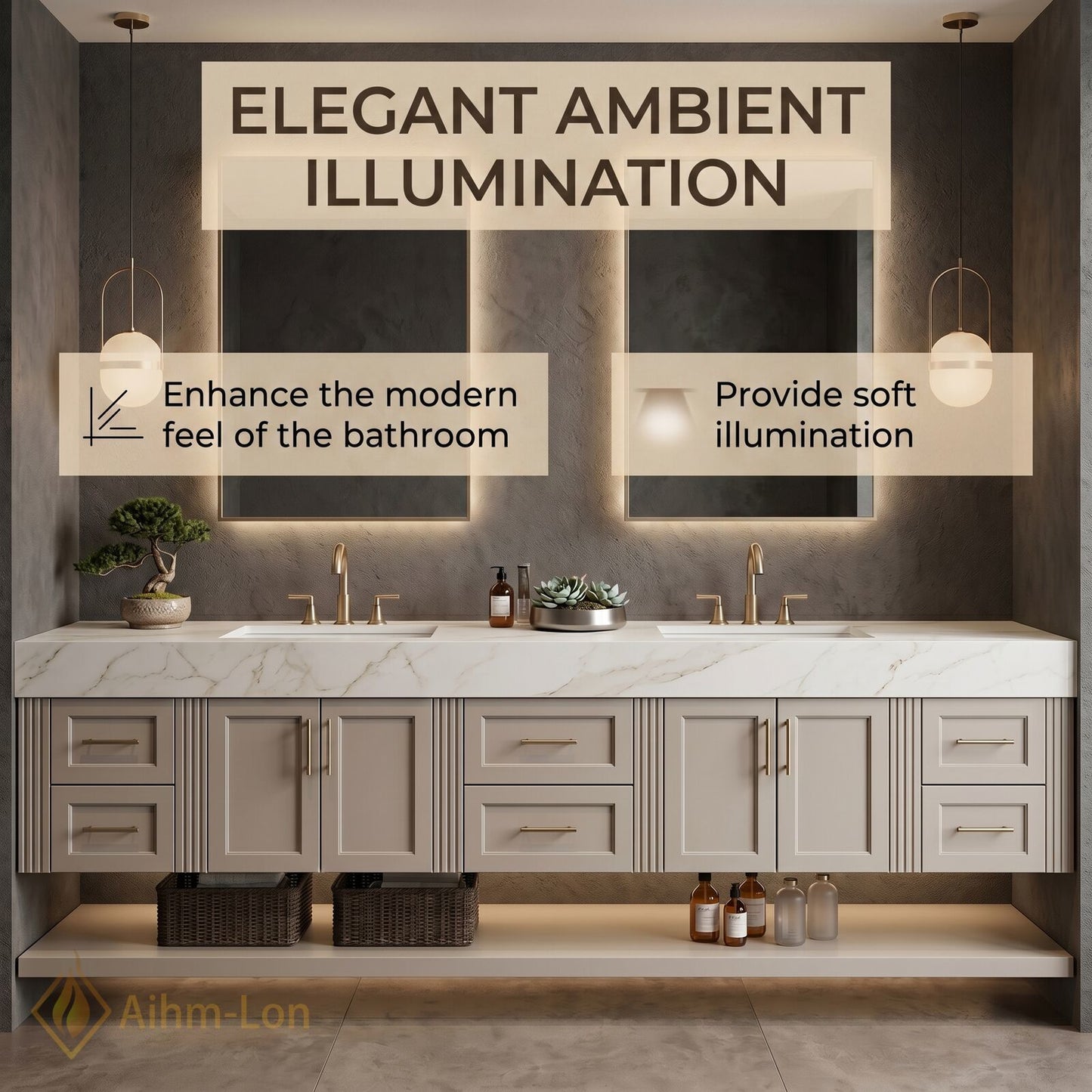 76''-96'' Double Bathroom Vanity with Sink Solid Wood Panels Floating Frame Open