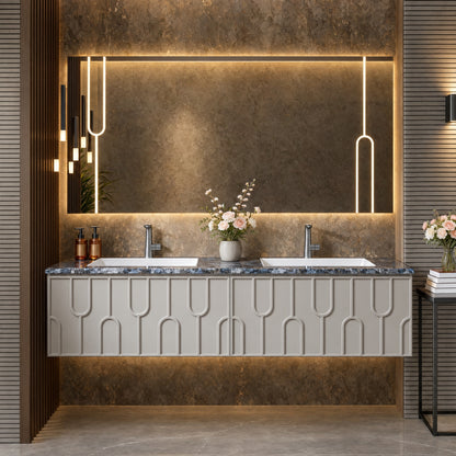 Double Sink Bathroom Vanity with Textured Cabinet Door