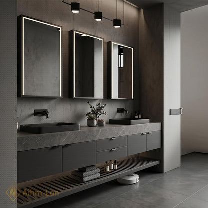 76''-96'' Double Bathroom Vanity with Sink Floating Vanity Dark Slate Finish Dual