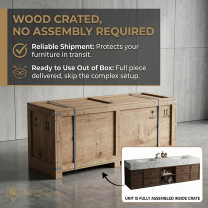 74''-96'' Double Bathroom Vanity with Sink Floating Storage Drawers Open Shelf Dual
