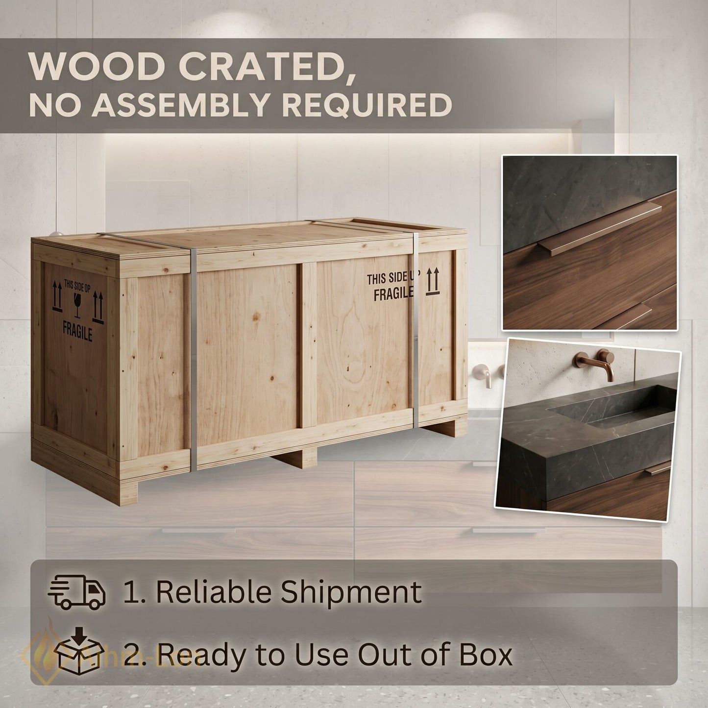 60''-96'' Double Bathroom Vanity with Sink Floating Wall-Mounted Wall-Mount Wood-Grain Finish Illuminated