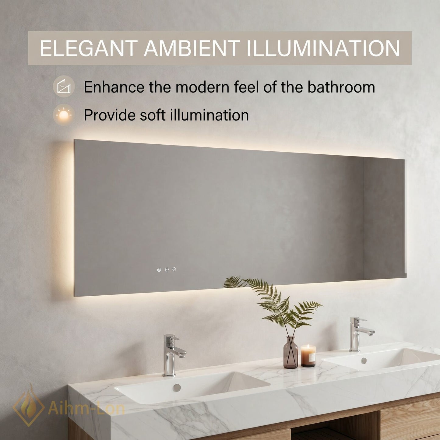60''-96'' Double Bathroom Vanity with Sink White Marble Top Two Large Drawers Cabinet