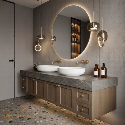 76''-96'' Double Bathroom Vanity with Sink Wall-Mounted Wall-Mount Modern Sleek Silhouette Dark