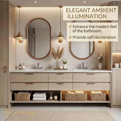 70''-96'' Double Bathroom Vanity with Sink Marble-Style Top Floating Frame Design