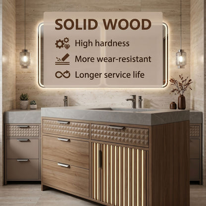 78''-96'' Modern Bathroom Vanity with Sink Double Sink Geometric Textured Grey Storage Cabinet