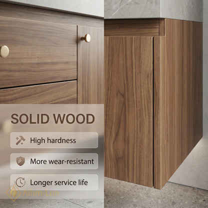 60''-96'' Double Bathroom Vanity with Sink Modern Slatted Spacious Mirror Cabinet