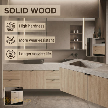 72''-96'' Double Bathroom Vanity with Sink White Modern Floating Stone-Top Drawers