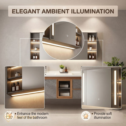 60''-96'' Double Bathroom Vanity with Sink Grey Marble Patterned Natural Wood Grains Cabinet