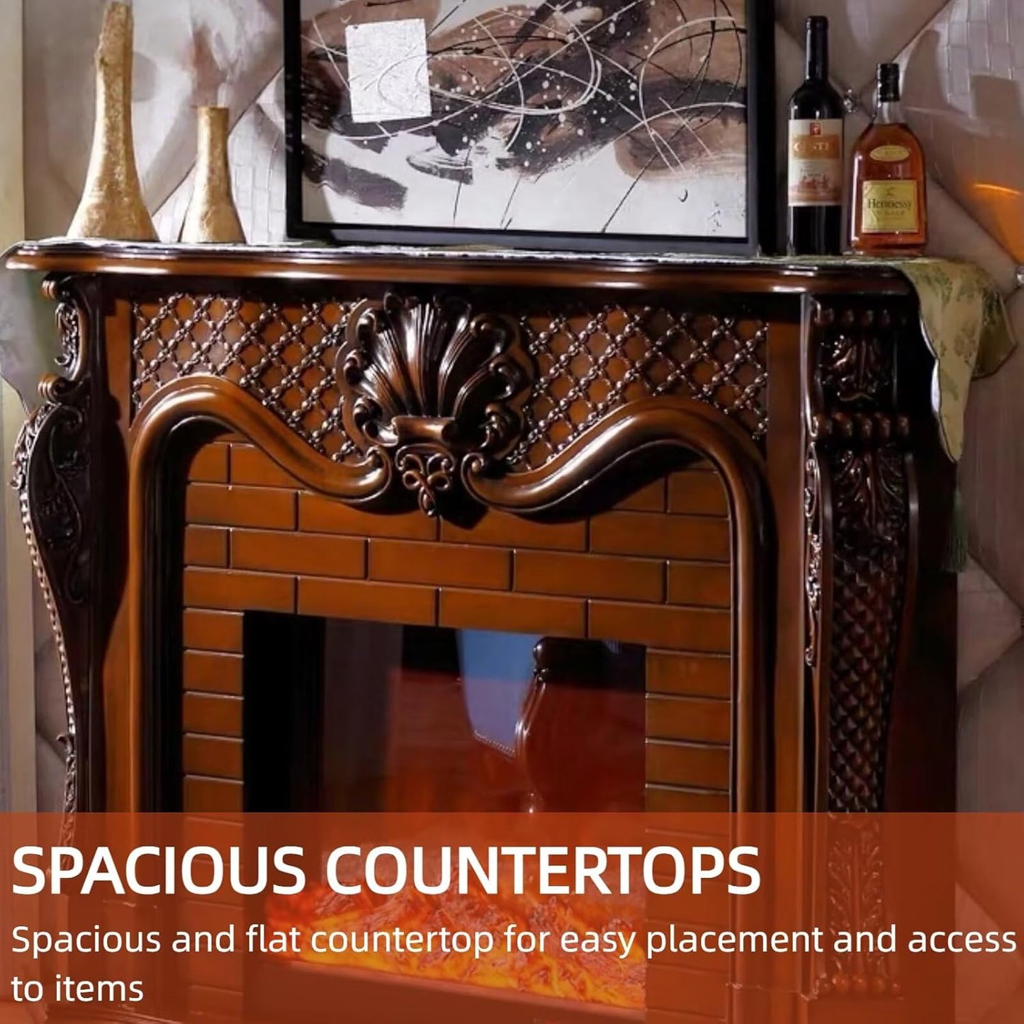 Aihm-Lon Electric Fireplace Intricate Carving Techniques 47”