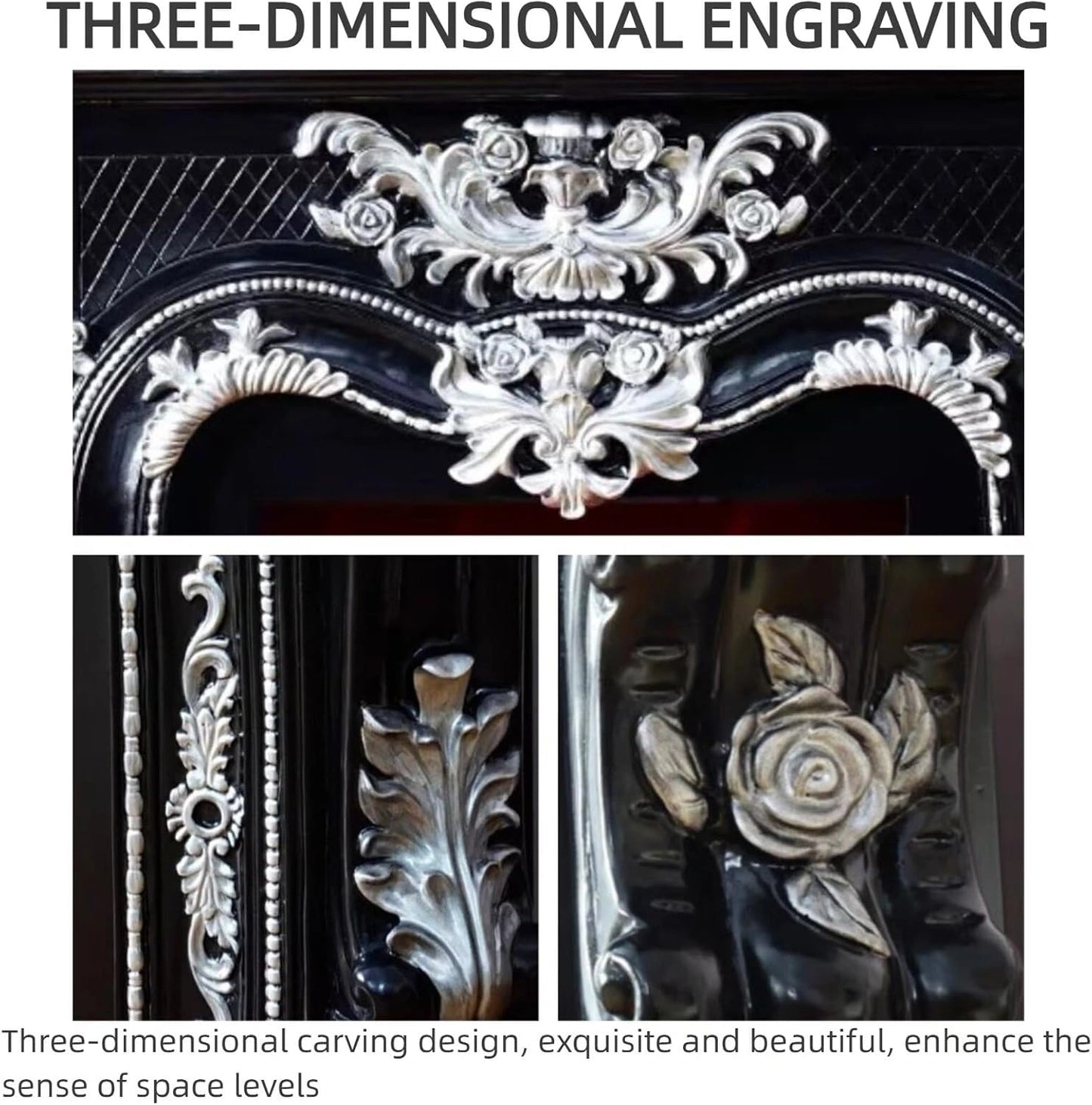 Aihm-Lon Retro Electric Fireplace Includes White European Faux Bricks 59”