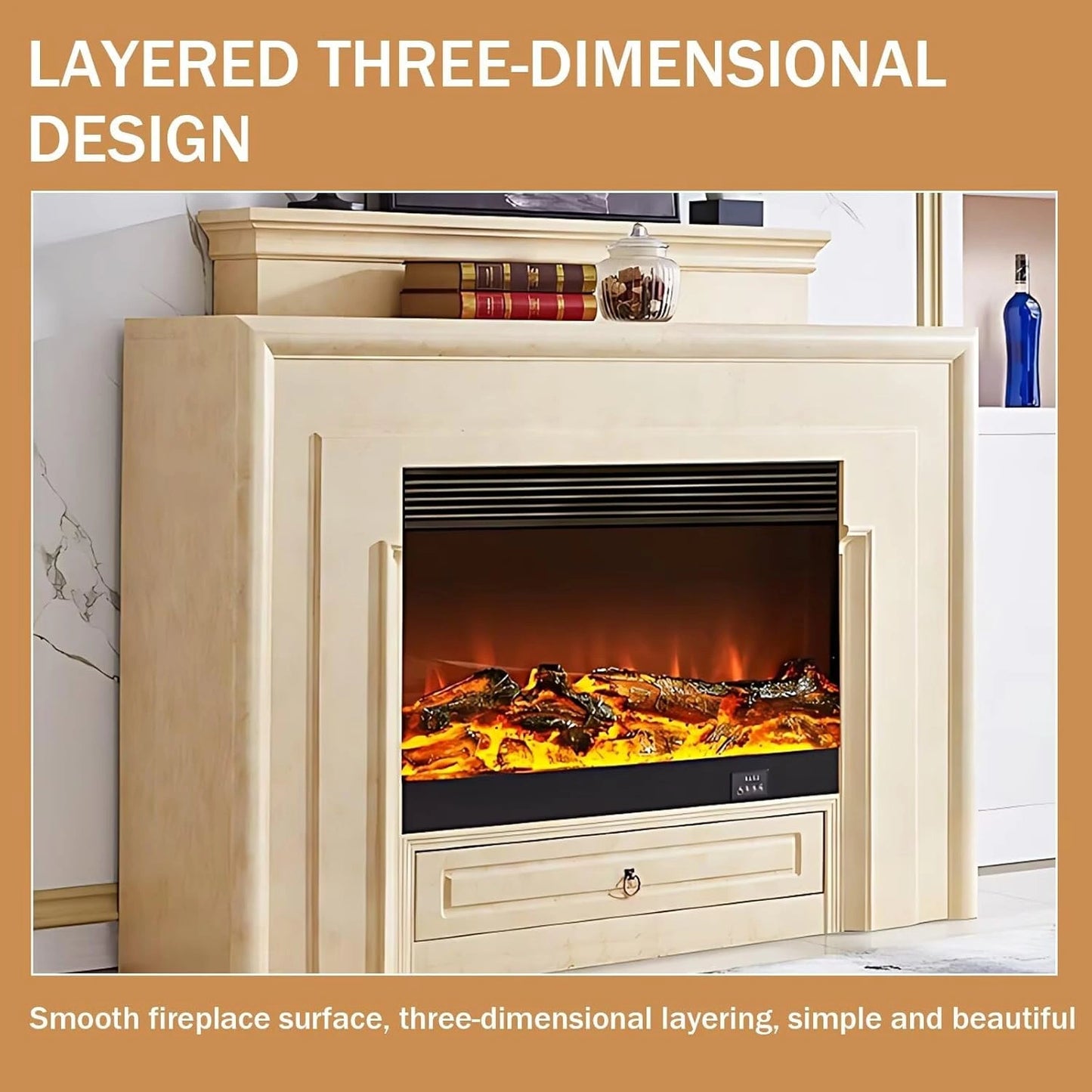 Aihm-Lon Exquisite Electric Fireplace Includes Layered Three-Dimensional Design 59”