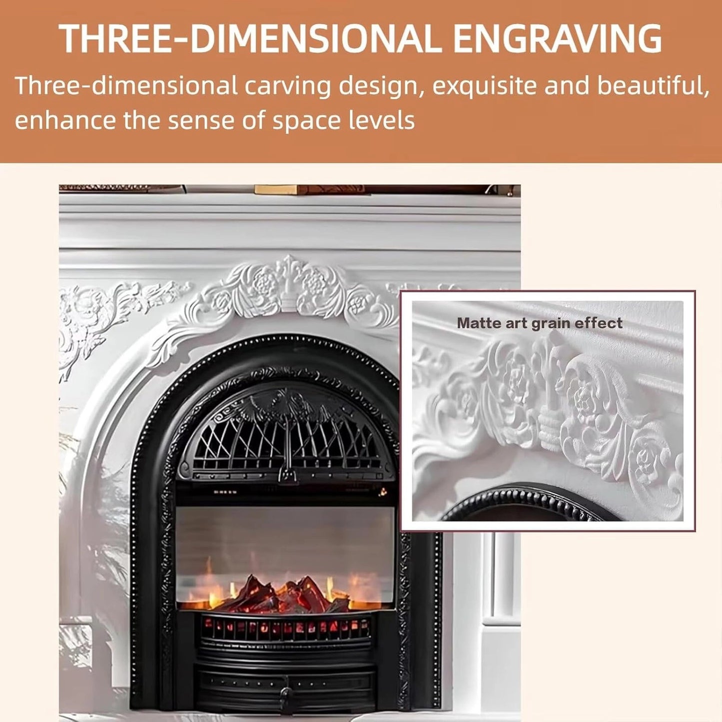 Aihm-Lon Freestanding Electric Fireplace Vintage Tall Chimenea TV Stand 51”