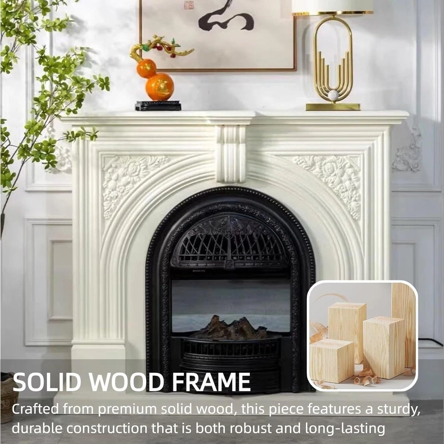 Aihm-Lon Vintage Electric Fireplace Includes Real Flame Insert and Heating Function 51”