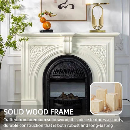 Aihm-Lon Vintage Electric Fireplace Includes Real Flame Insert and Heating Function 51”