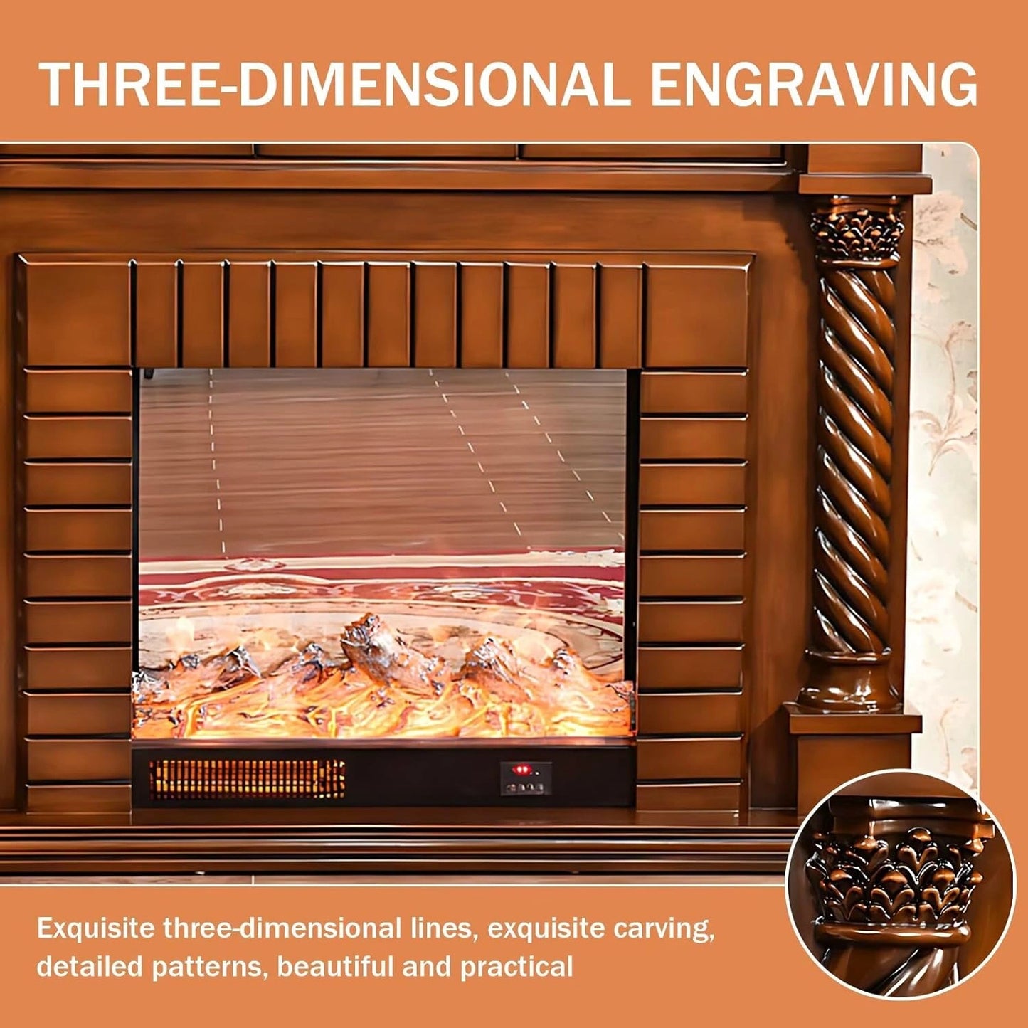 Aihm-Lon Luxurious Electric Fireplace Includes Rotary Thread Design 59”