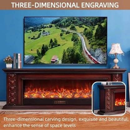 Aihm-Lon Luxury Electric Fireplace Includes Circular Carving with Decorative Flame 79”