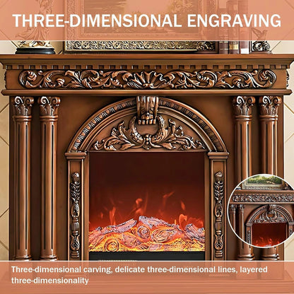 Aihm-Lon Elegant Electric Fireplace with Arched Carved Door Design 59”