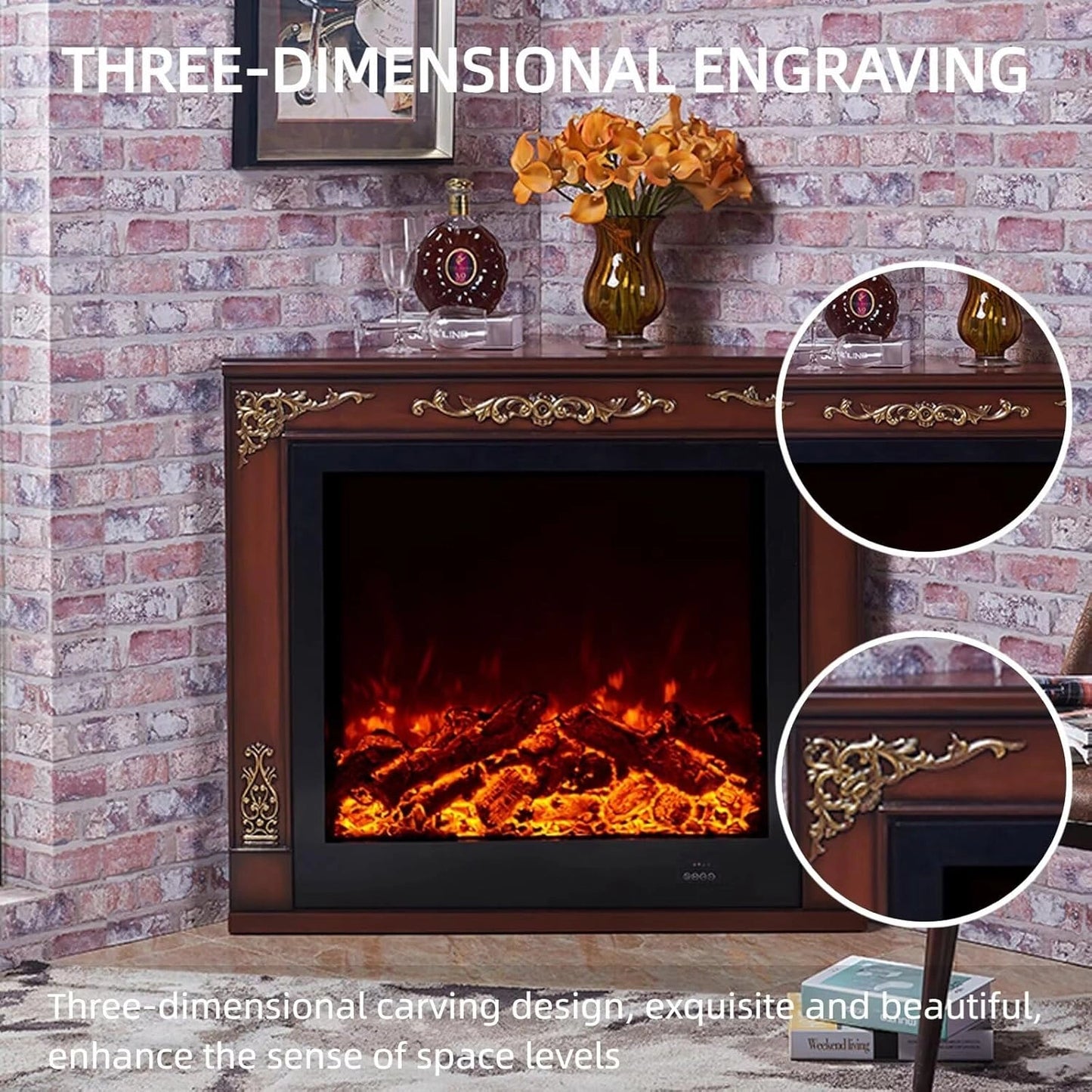 Aihm-Lon Corner Electric Fireplace Includes White Triangular Design 39”