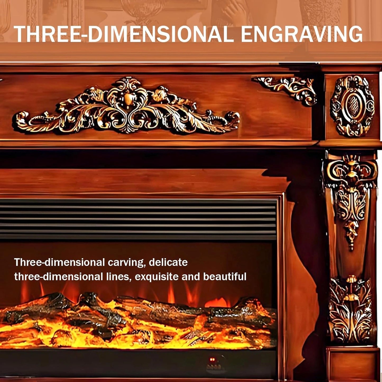 Aihm-Lon Luxury Electric Fireplace with Exquisite Carved Texture 71”