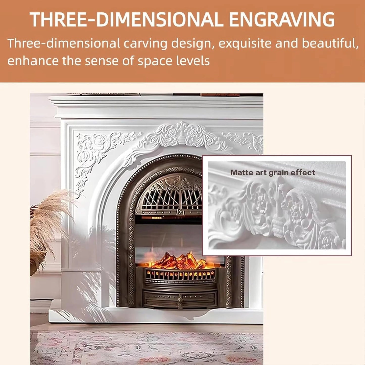 Aihm-Lon Freestanding Electric Fireplace Vintage Tall Chimenea TV Stand 51”