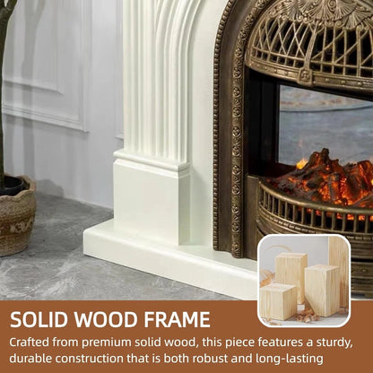 Aihm-Lon Vintage Electric Fireplace Includes Real Flame Insert and Heating Function 51”