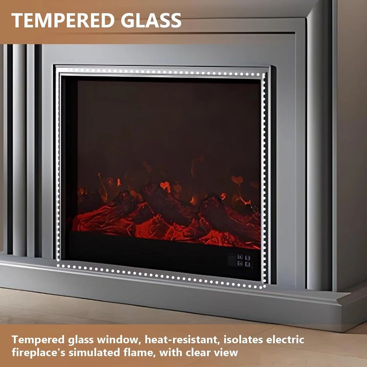 Aihm-Lon Electric Fireplace with Layered Lines White TV Stand 47”