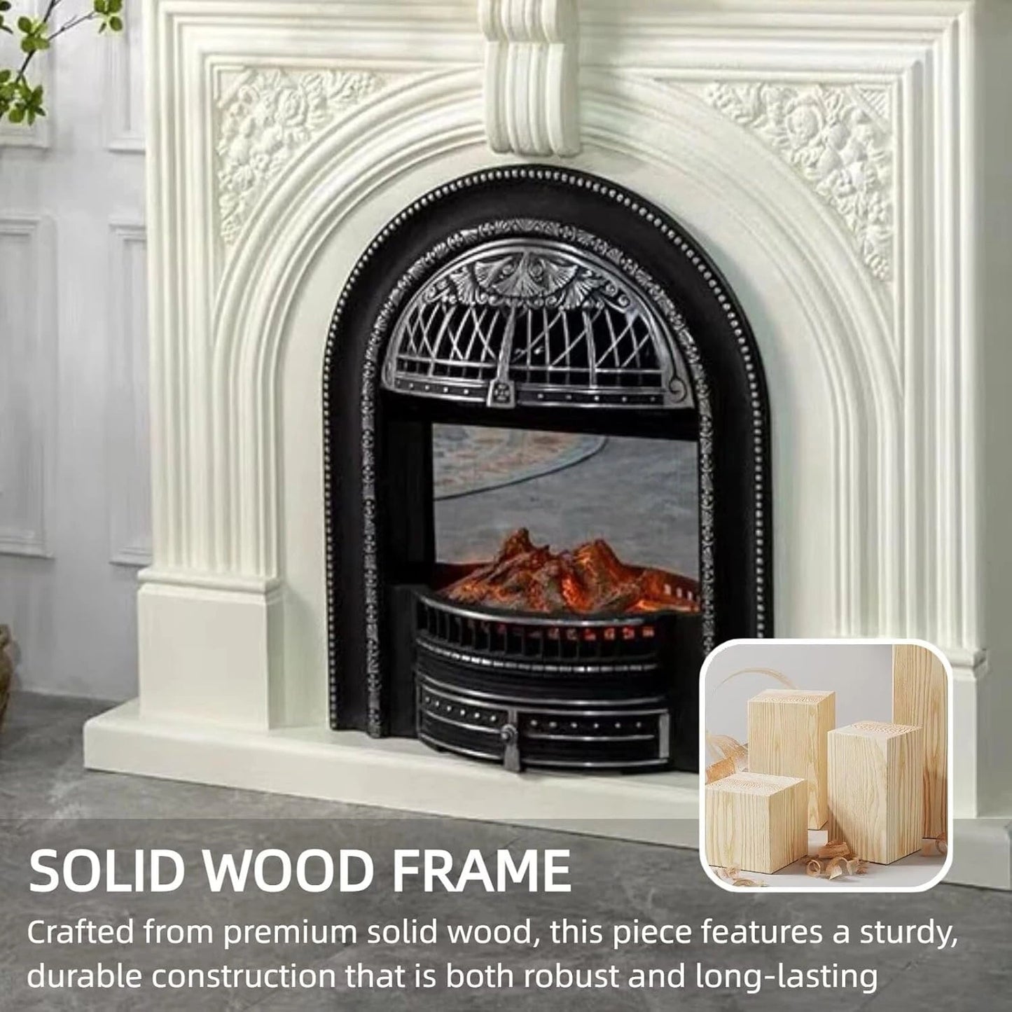 Aihm-Lon Vintage Electric Fireplace Includes Real Flame Insert and Heating Function 51”