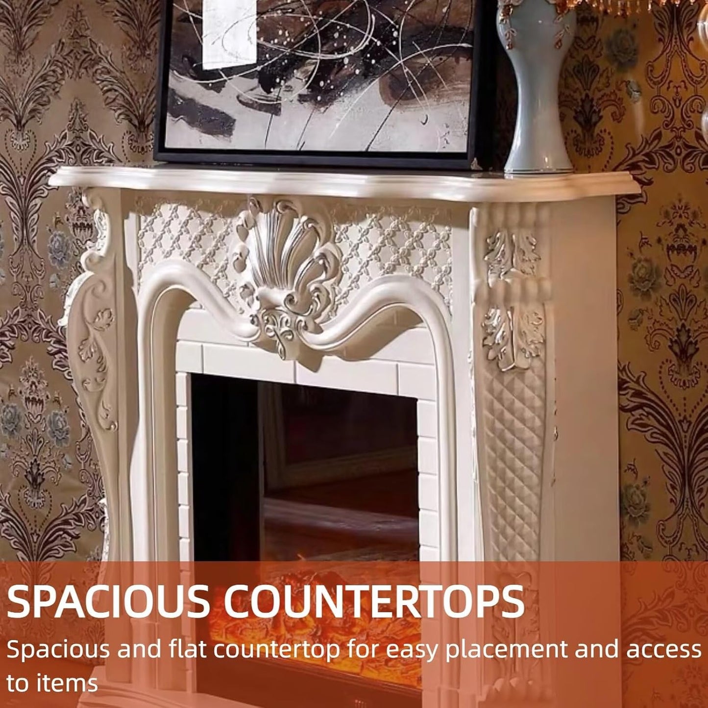 Aihm-Lon Electric Fireplace Intricate Carving Techniques 47”