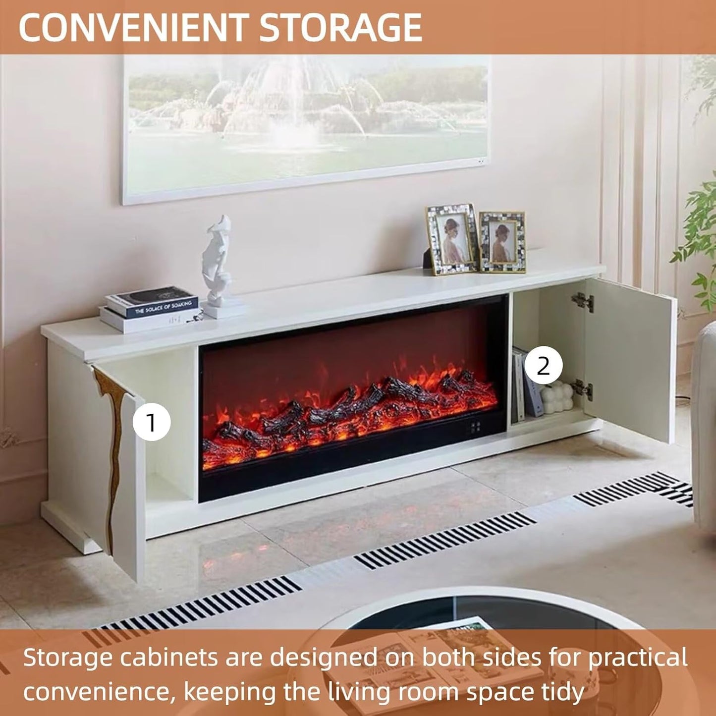 Aihm-Lon Freestanding Electric Fireplace Artistic Crack Design 79”