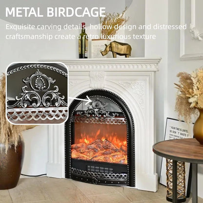 Aihm-Lon Corner Electric Fireplace with Triangular Cabinet and Modern Carving 39”