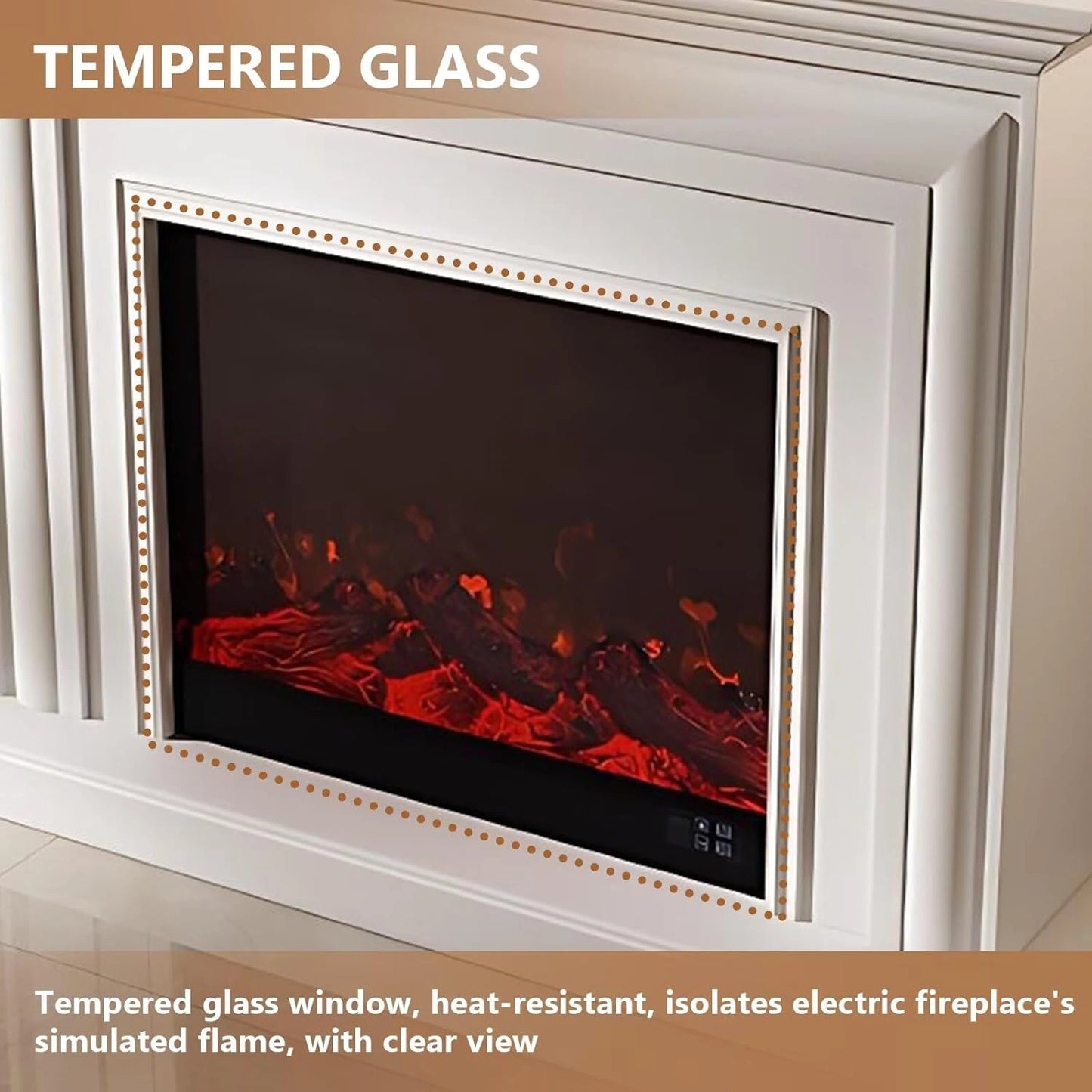 Aihm-Lon Electric Fireplace with Layered Lines White TV Stand 47”