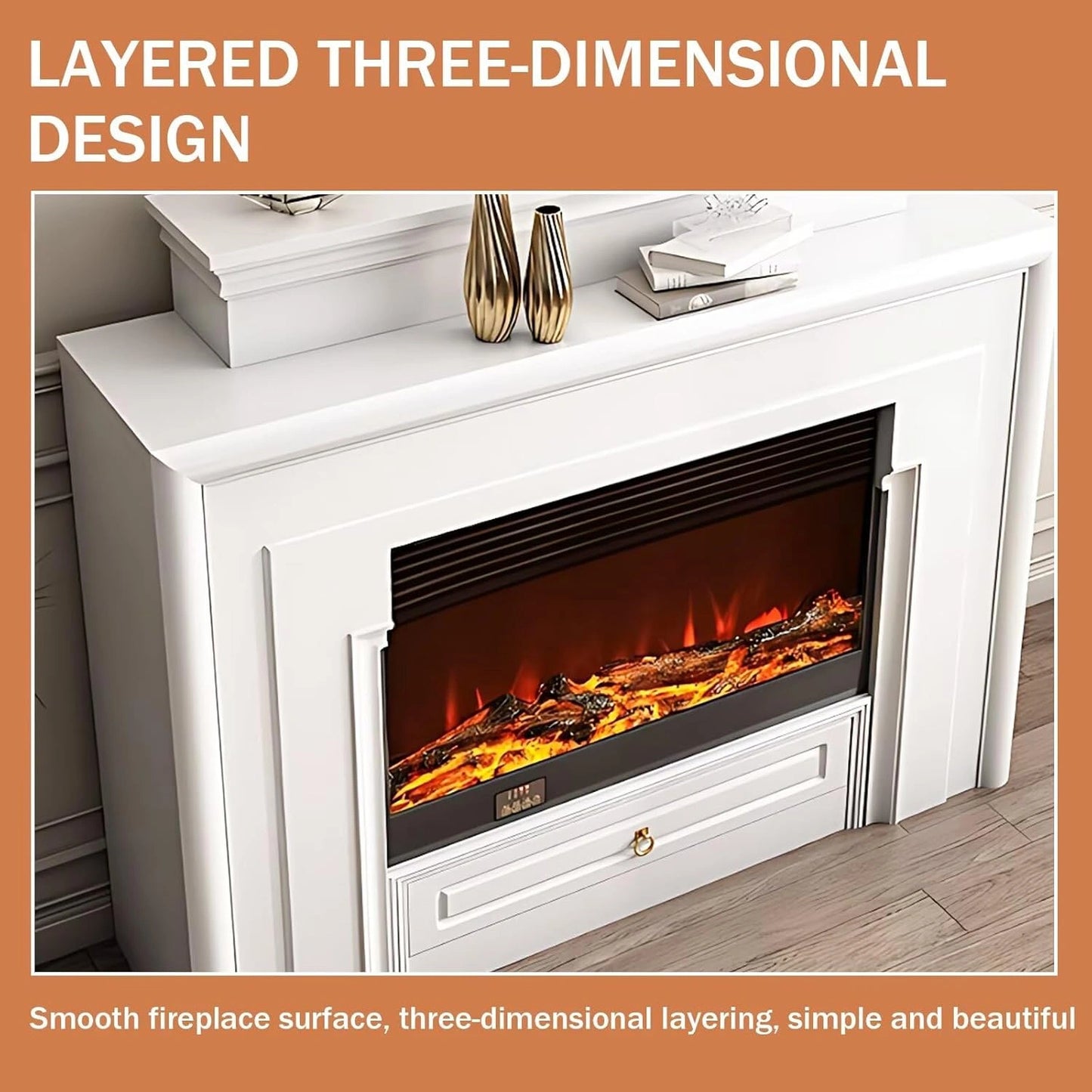 Aihm-Lon Exquisite Electric Fireplace Includes Layered Three-Dimensional Design 59”