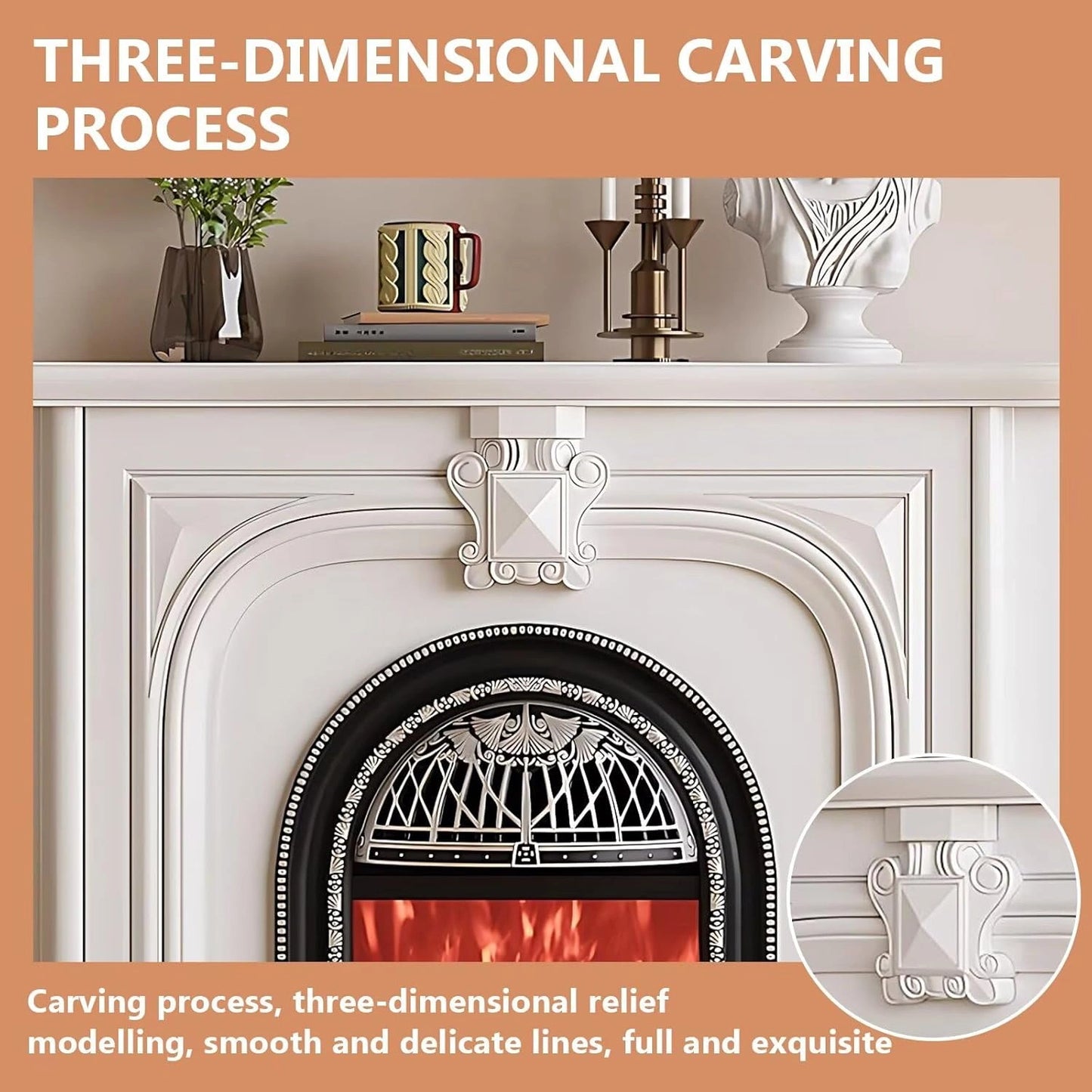 Aihm-Lon Elegant Electric Fireplace with Vintage Birdcage and Faux Flames 39”-59”