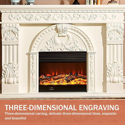 Aihm-Lon Electric Fireplace Includes Exquisite 3D Embossed Flower Design 71”