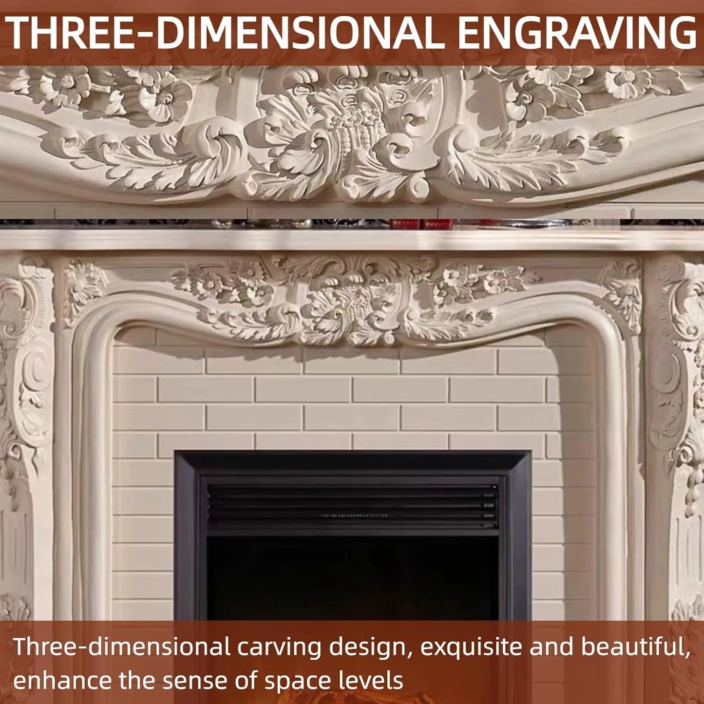 Aihm-Lon Brown Electric Fireplace with LED Simulated Flame 59”