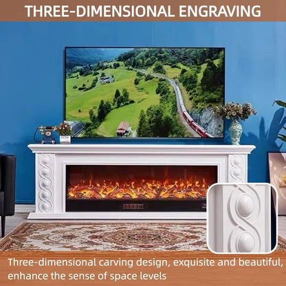 Aihm-Lon Luxury Electric Fireplace Includes Circular Carving with Decorative Flame 79”