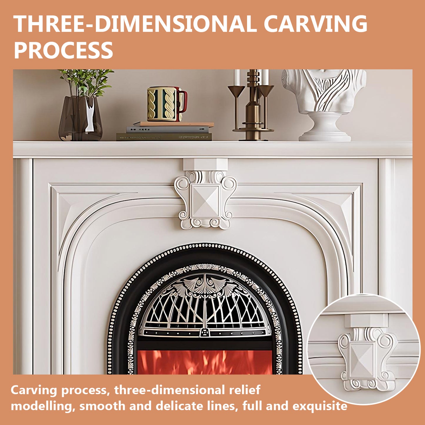 Aihm-Lon Luxurious Electric Fireplace with Retro Birdcage Shape 39’’-59’’