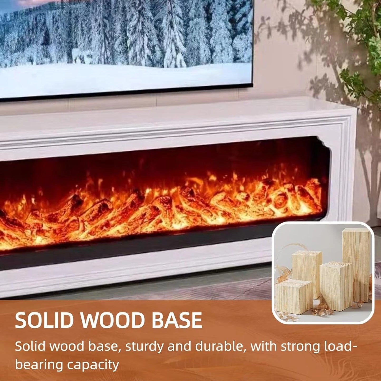 Aihm-Lon Modern Electric Fireplace Includes White Layered Lines Design 79”