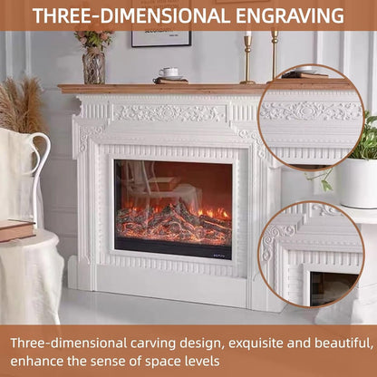 Aihm-Lon White Indoor Electric Fireplace with Retro Engraving 49”