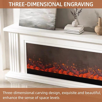 Aihm-Lon Electric Fireplace White Indoor Chimenea TV Stand 79”