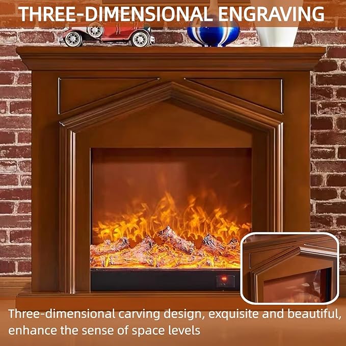 Aihm-Lon Brown Electric Fireplace Roof Shape 47”-59”