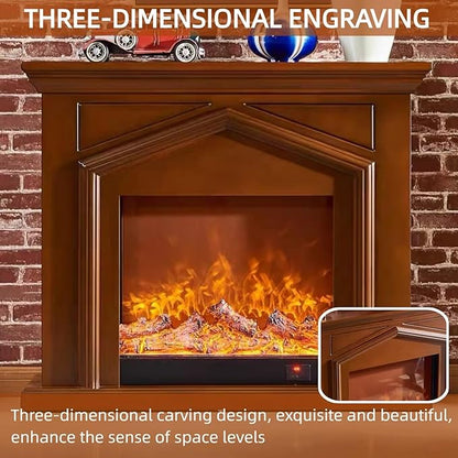 Aihm-Lon Brown Electric Fireplace Roof Shape 47”-59”