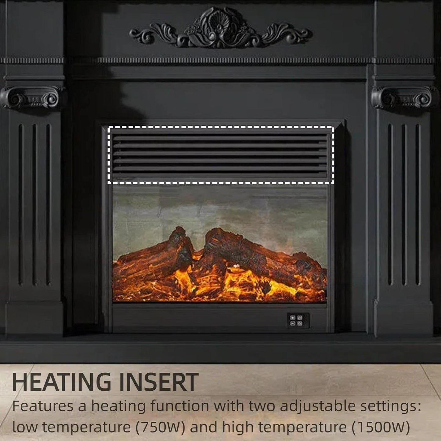 Aihm-Lon Freestanding Electric Fireplace Includes Black Modern Carvings 47” - 71”