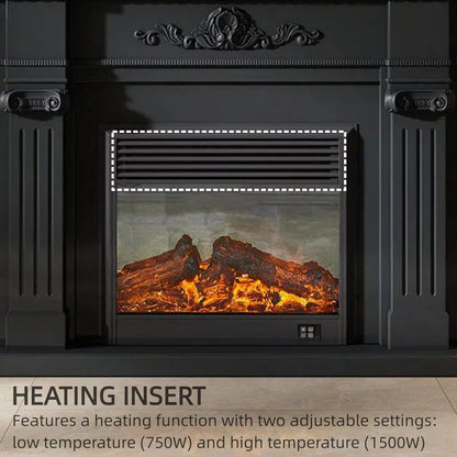 Aihm-Lon Freestanding Electric Fireplace Includes Black Modern Carvings 47” - 71”
