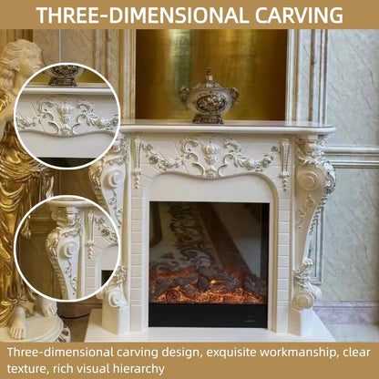 Aihm-Lon Faux Electric Fireplace Includes White European Three-Dimensional Carving 47”