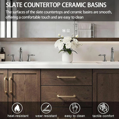 80"84 " Bathroom Vanities with Double Sink (Floor Mount Wood Texture Cabinet