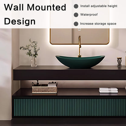 36"- 68" Modern Mounted Bathroom Vanity Set with Single Green Sink And Oval Mirror