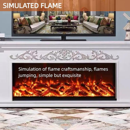 Aihm-Lon White Electric Fireplace Includes Gold-Outlined 71”