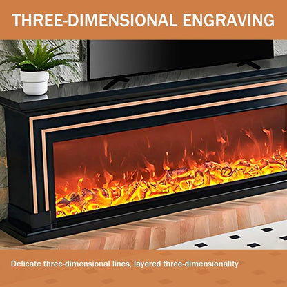 Aihm-Lon Electric Fireplace with Mantel Includes Brown Line Design 71”-79”