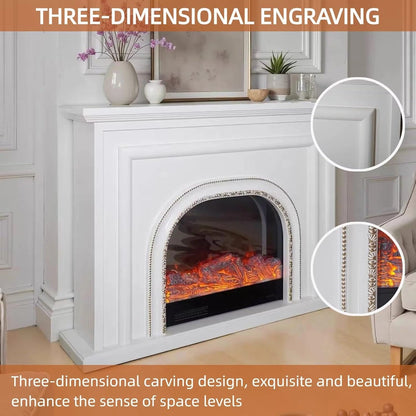 Aihm-Lon Indoor Electric Fireplace with Mantel Includes Realistic Flame 59”